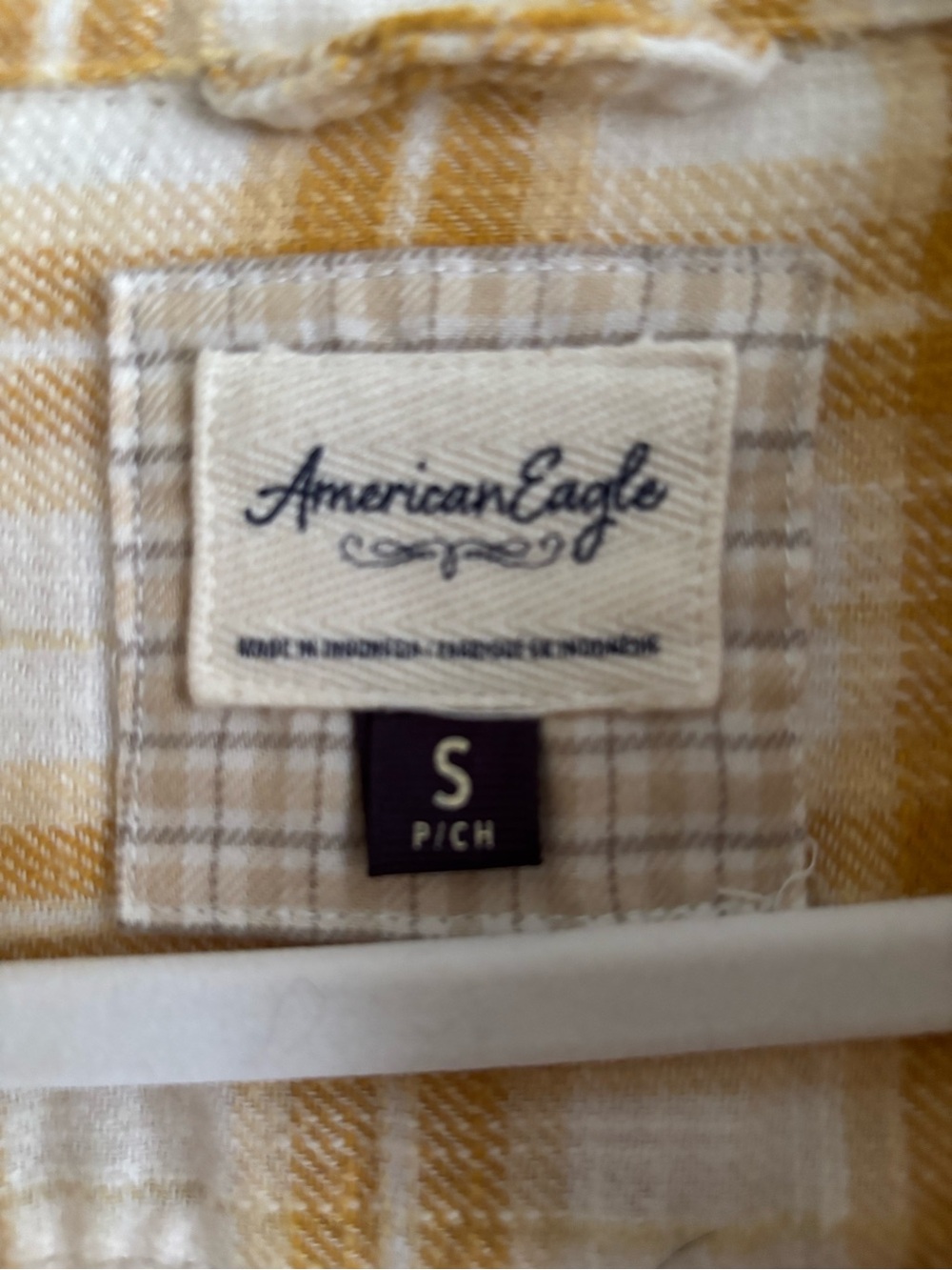 American Eagle Outfitters Yellow and White Plaid Button-Down Shirt - Picture 4 of 5